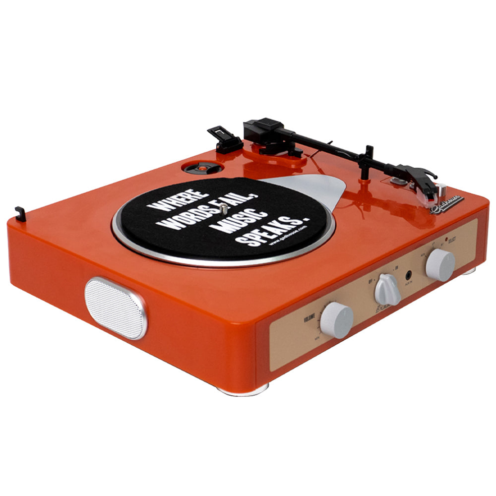 Gadhouse Brad MKII Record Player - Tangerine + Bundled Crosley Record Storage Display Stand 6