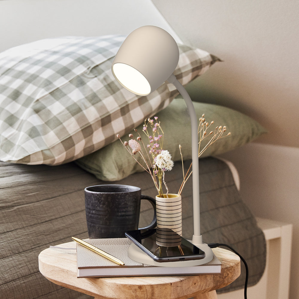 Kreafunk Ellie Lamp W/ Qi Charger And Bluetooth Speaker - Ivory Sand 3