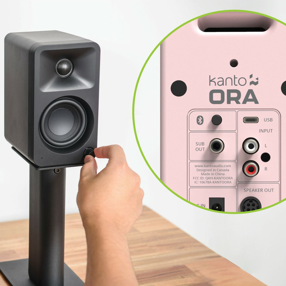 Kanto ORA 100W Powered Reference Desktop Computer Speakers with Bluetooth 5.0 Pink 5