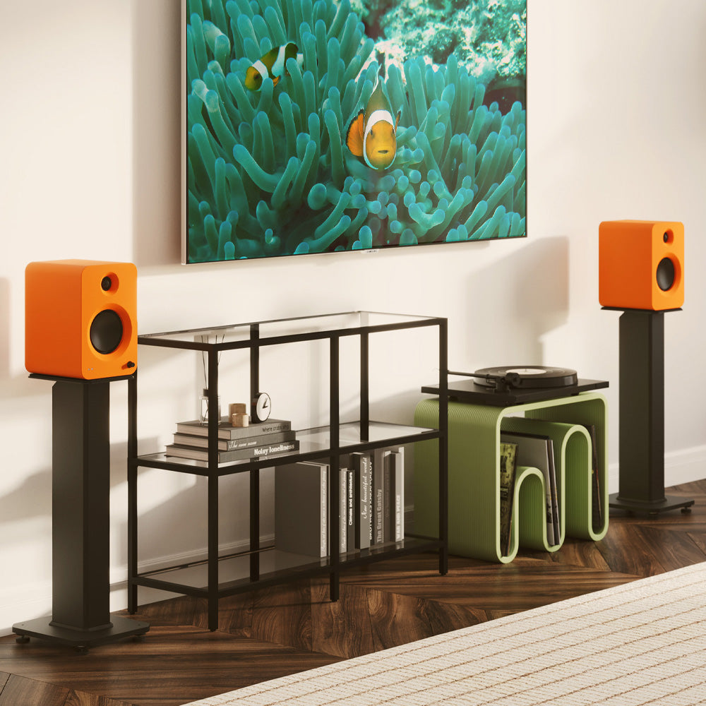 Kanto REN 200W Powered Bookshelf Speakers with HDMI ARC, USB-C, and Bluetooth 5.3 - Matte Orange, Pair 3