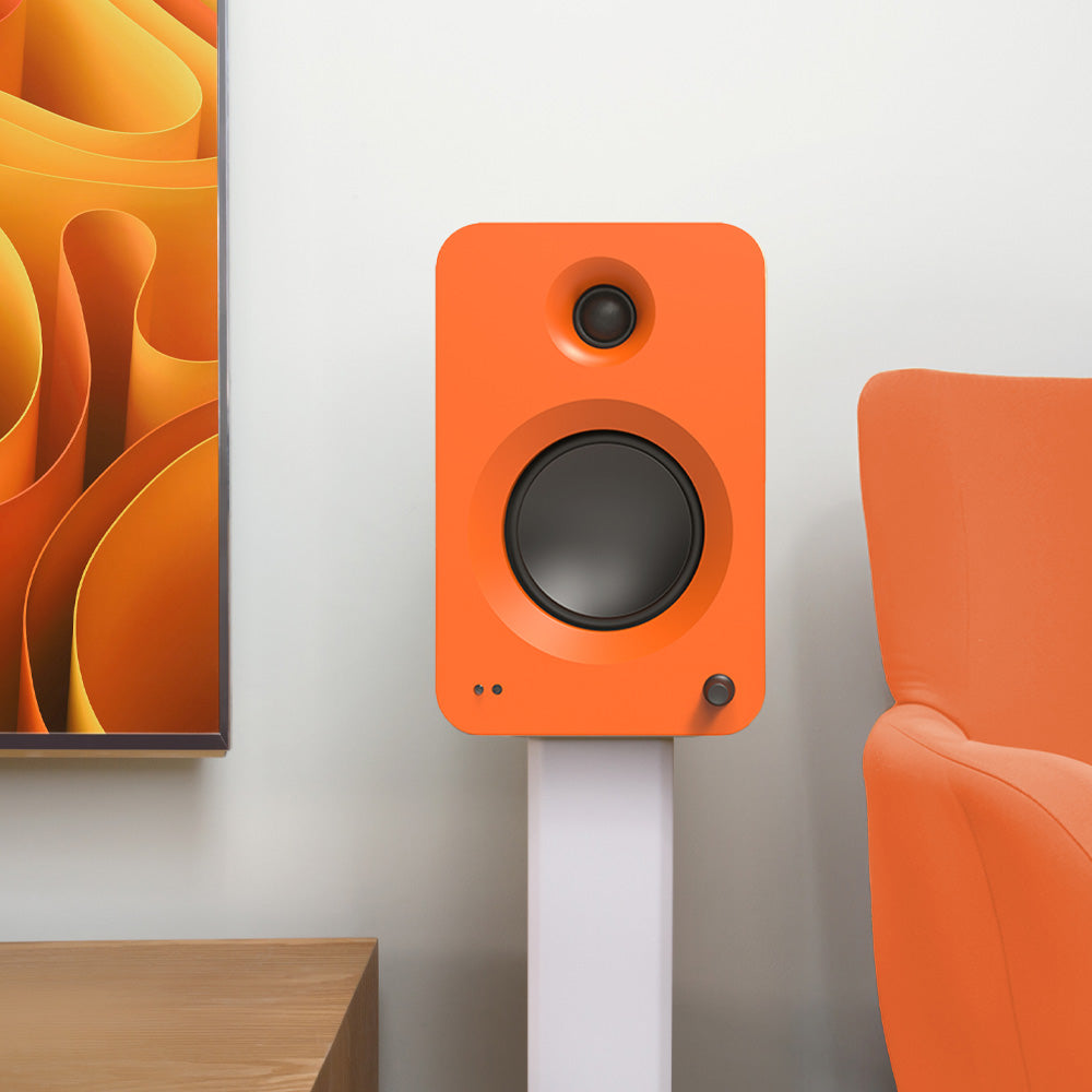 Kanto REN 200W Powered Bookshelf Speakers with HDMI ARC, USB-C, and Bluetooth 5.3 - Matte Orange, Pair 4