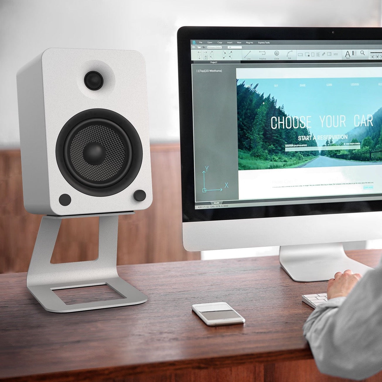 Kanto SE6W Elevated Desktop Speaker Stands for Large Speakers - Pair, White 6