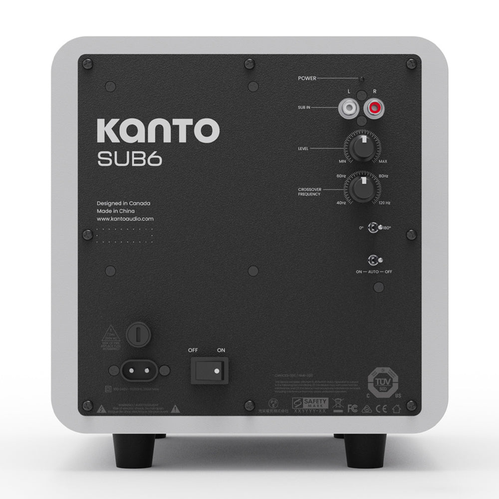 Kanto SUB6 200W 6" Sealed Powered Subwoofer, Matte White 7