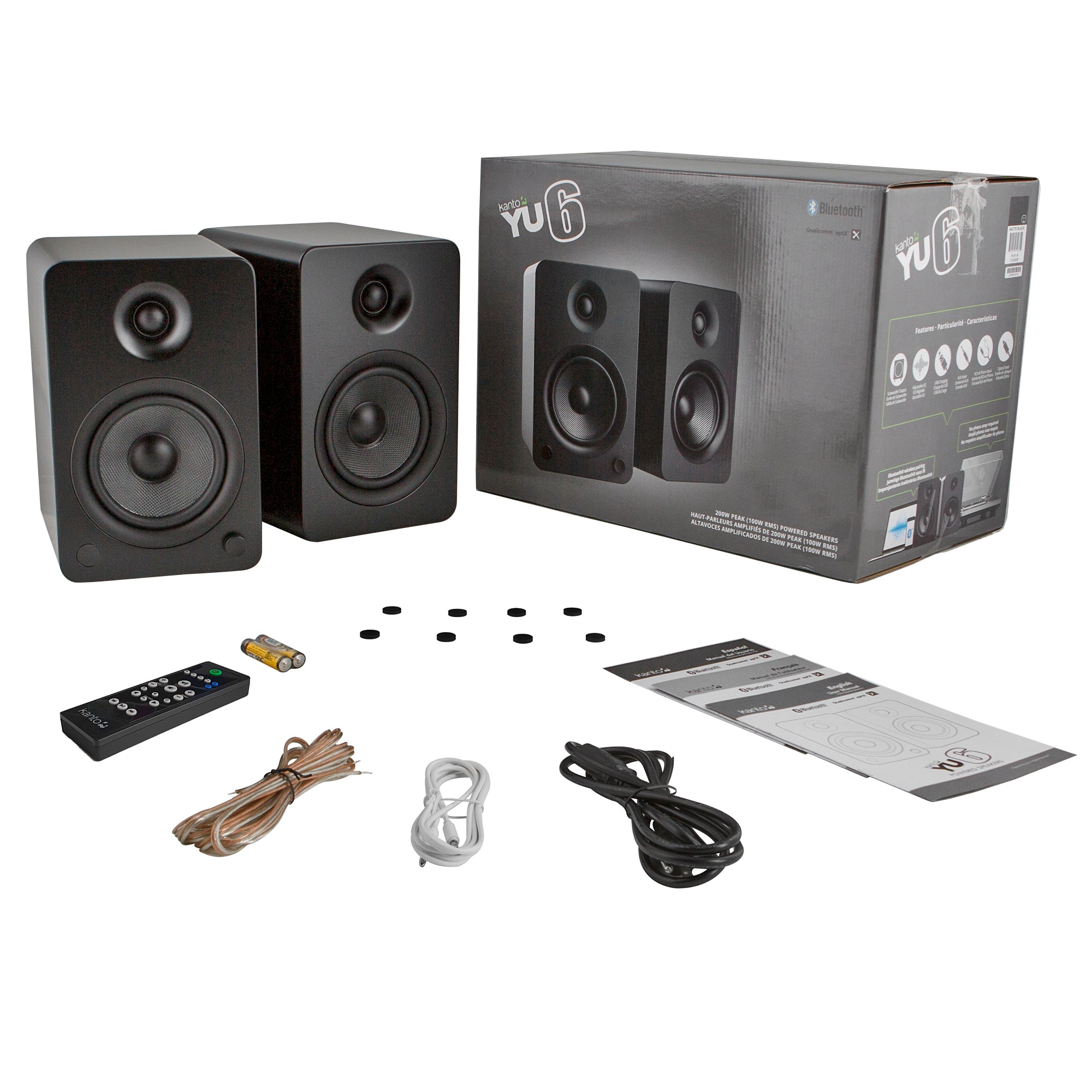 Kanto YU6 200W Powered Bookshelf Speakers with Bluetooth and Phono Preamp - Pair, Matte Black 4