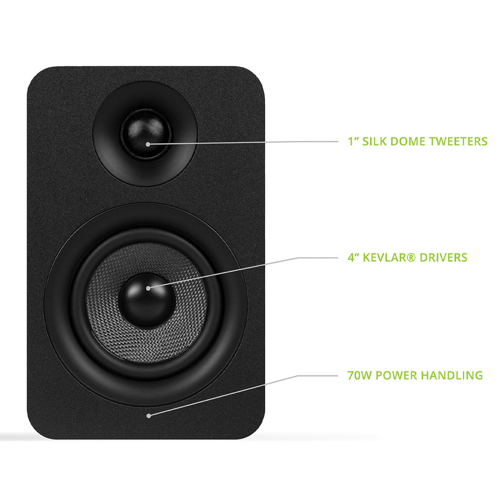 Kanto YU Passive 4" Speakers with 1" Silk Dome Tweeter and 4" Kevlar Woofer - Black, Pair 3