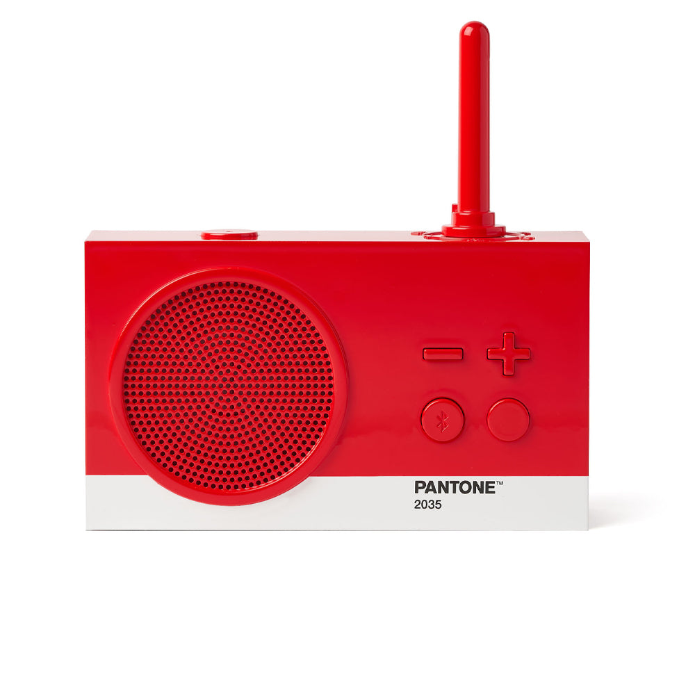 Lexon GIFT Set PANTONE - Includes Mino+ Mini Speaker, Flip Classic Clock, Mina M Lamp, Thykho 3  Speaker - 2035 Red 3