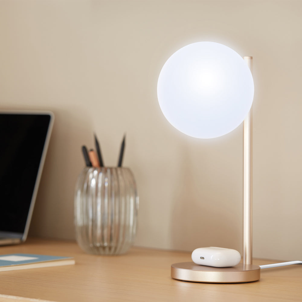 Lexon Bubble Desk Lamp With Built-In Wireless Charger - Gold 4