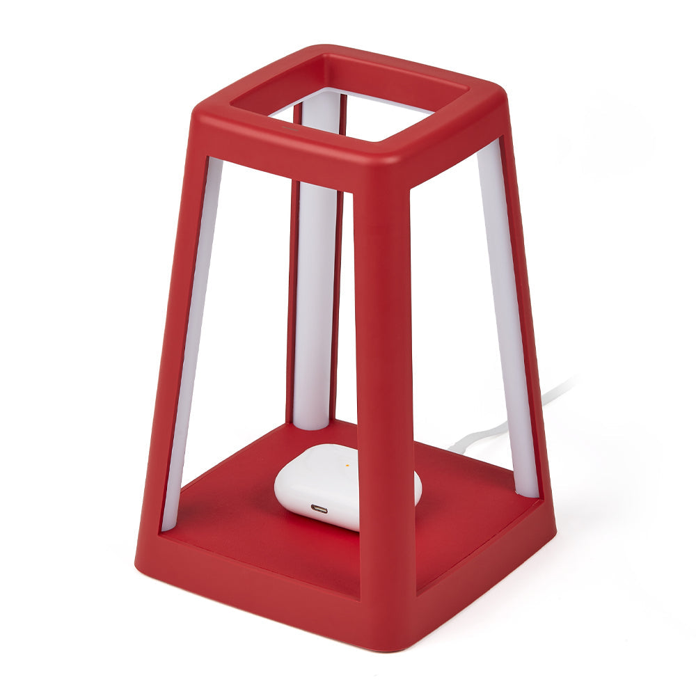 Lexon Lantern Portable Lamp With Built-In Wireless Charger - Red 3