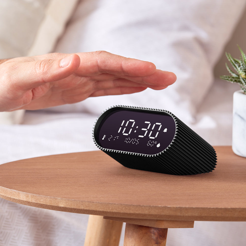 Lexon Ray Clock Lcd Alarm Clock With Temperature / Humidity Display - Black 4