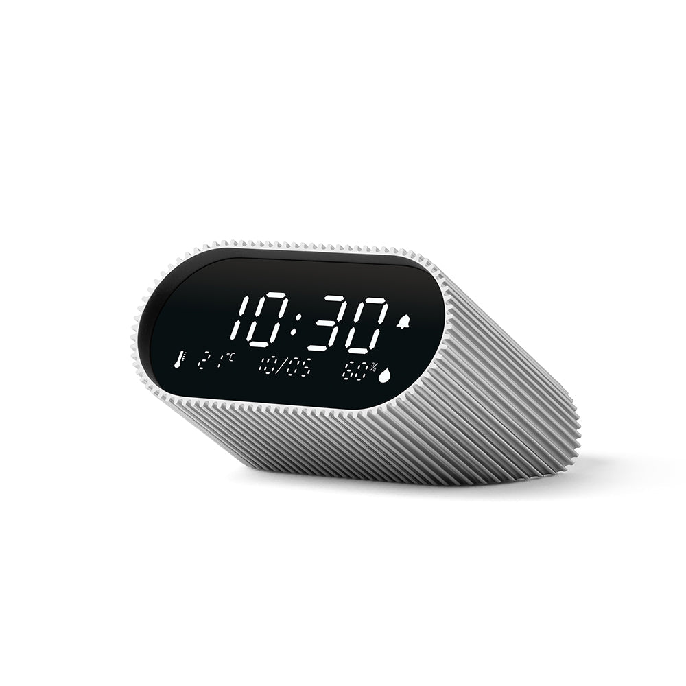 Lexon Ray Clock Lcd Alarm Clock With Temperature / Humidity Display - Alu Polish 4