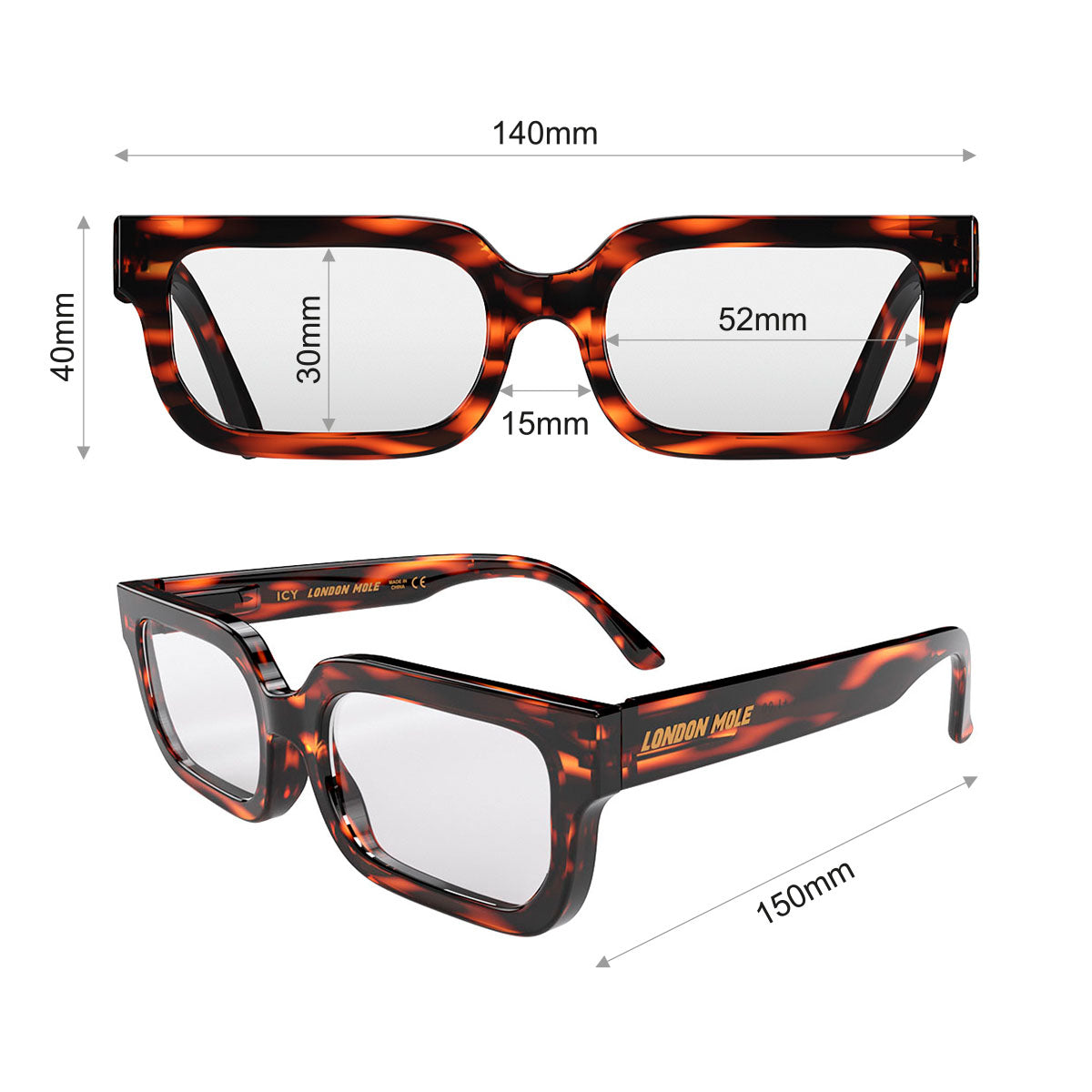 London Mole Icy Blue Blocker Glasses Gloss Tortoise Shell 5