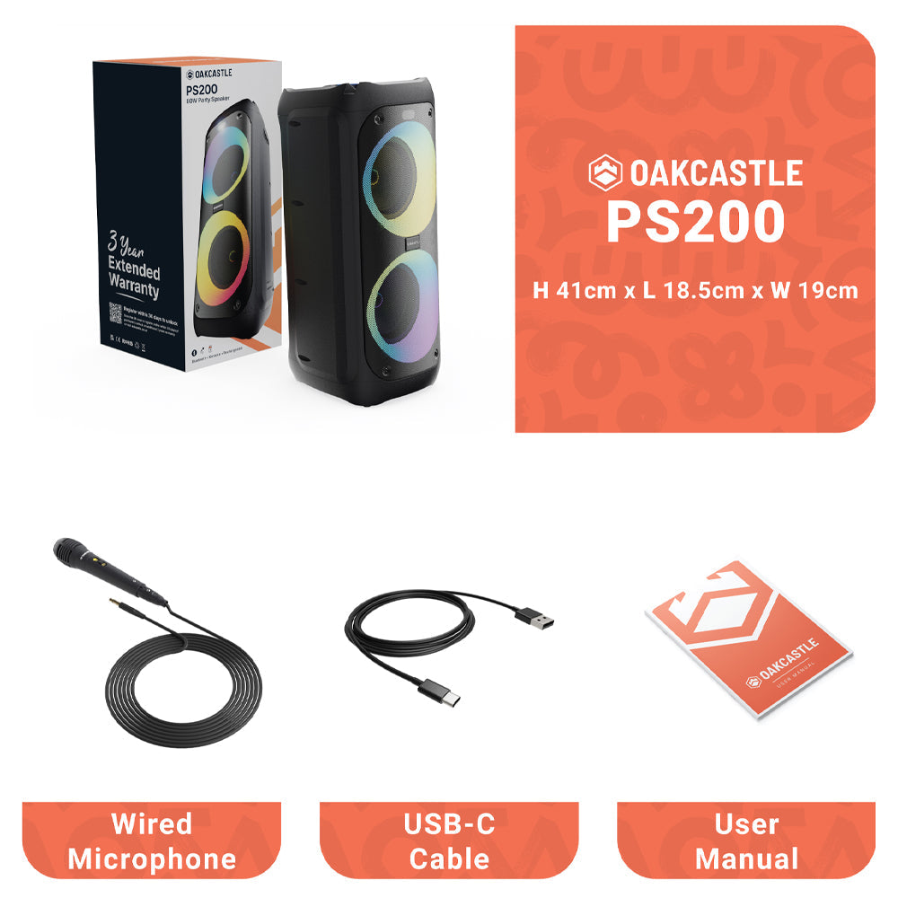 Majority PS200 - Party Speaker 80w Bluetooth Karaoke-DJ-Party-PA System - Black 3