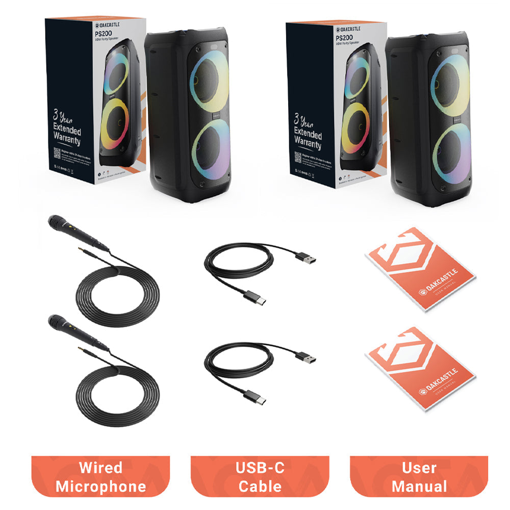 Majority PS200 -Bundled Party Speaker 100w Bluetooth Karaoke-DJ-Party-PA System - Black 4