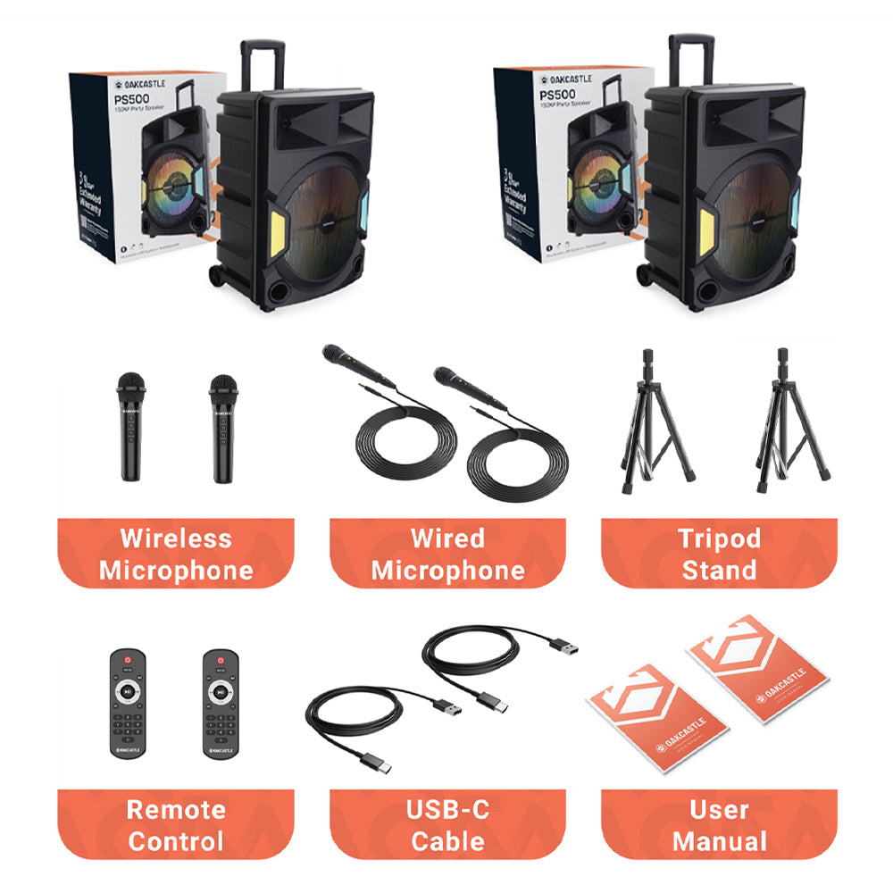 Majority PS500 - Bundled PA System 150w Bluetooth Karaoke-DJ-Party-PA System - Black 3