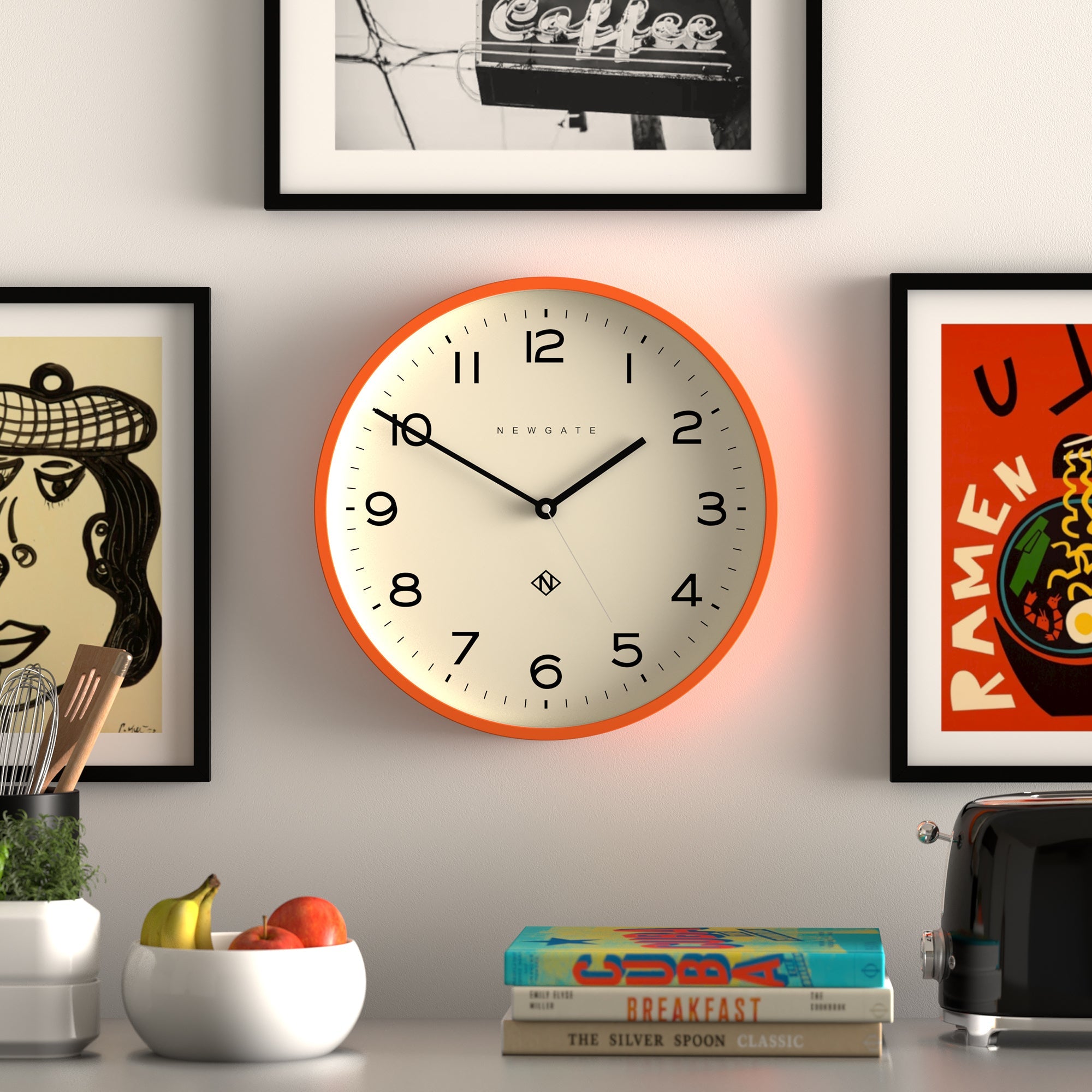 Newgate Number Three Echo Clock Silicone Orange 3