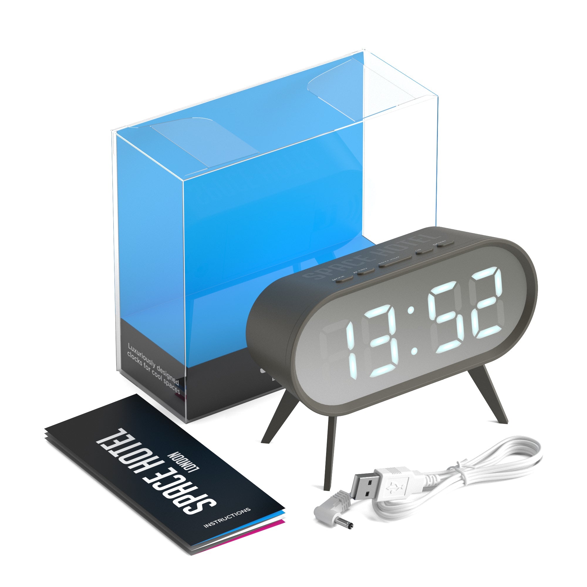 Newgate Space Hotel Cyborg Led Alarm Clock Grey 4