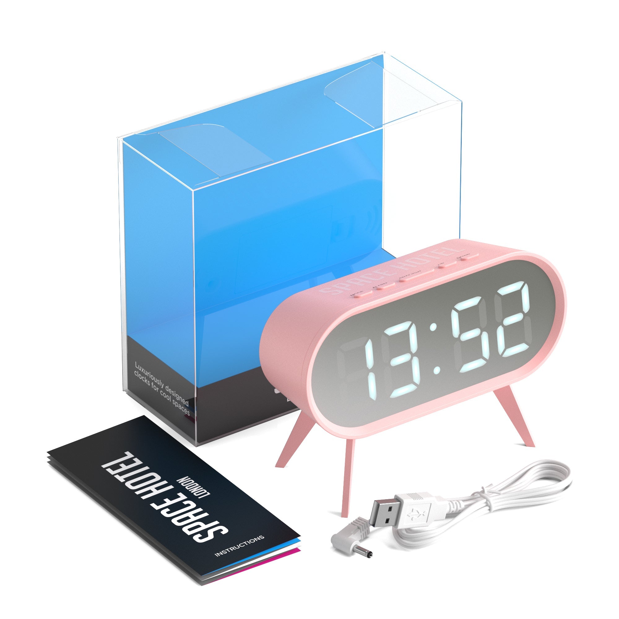 Newgate Space Hotel Cyborg Led Alarm Clock Pink 5