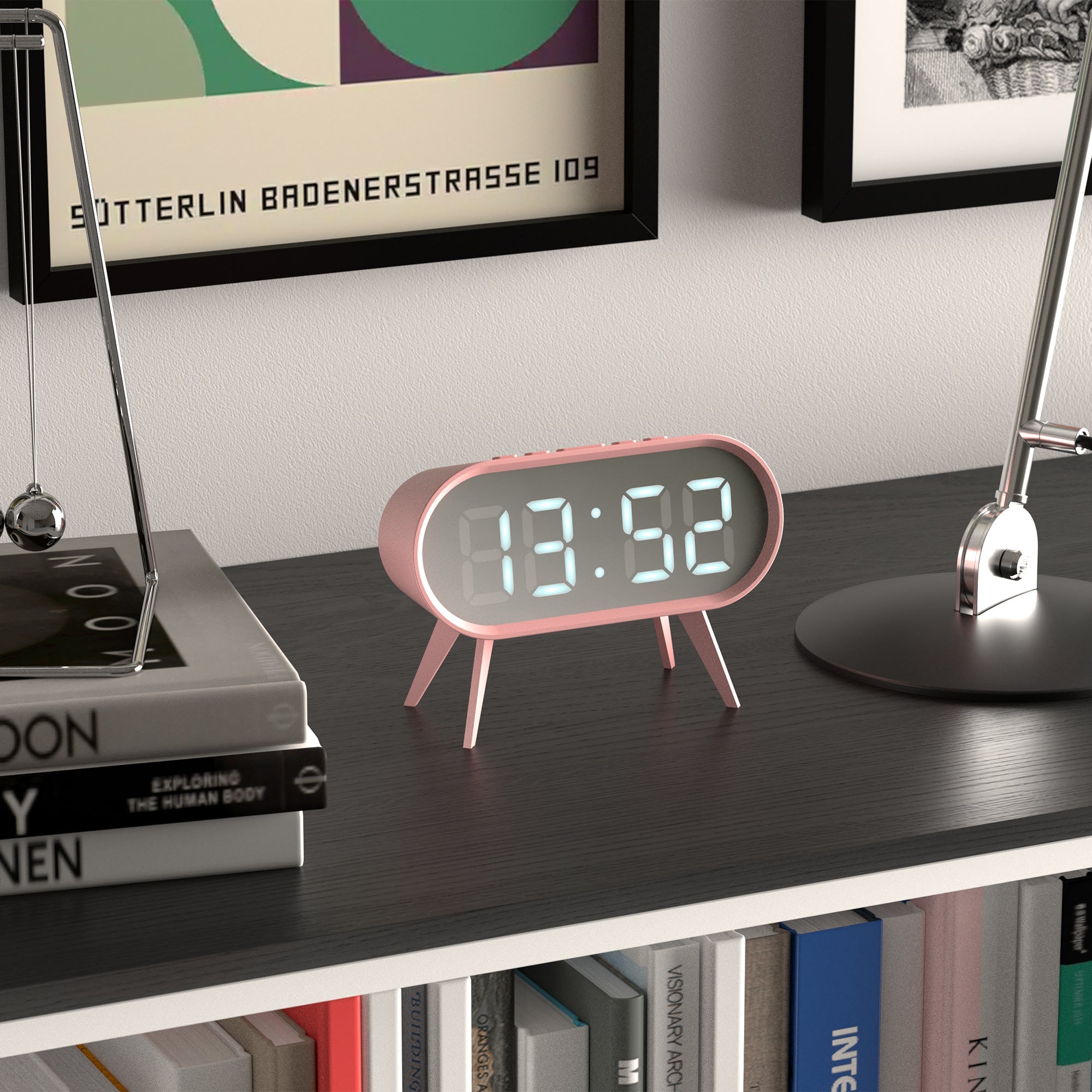 Newgate Space Hotel Cyborg Led Alarm Clock Pink 7
