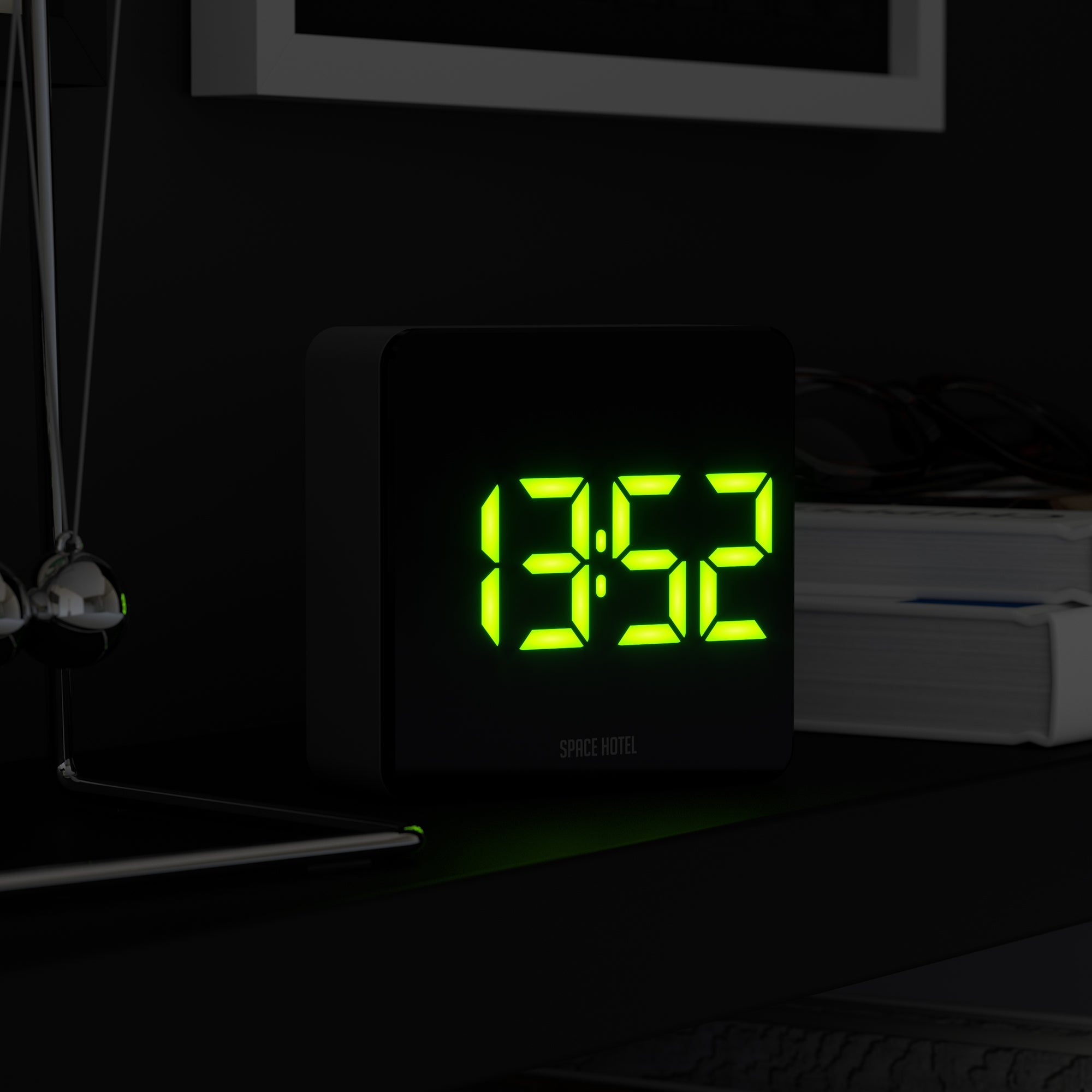 Newgate Space Hotel Orbatron Alarm Clock Black Case - Black Lens - Green Led 7