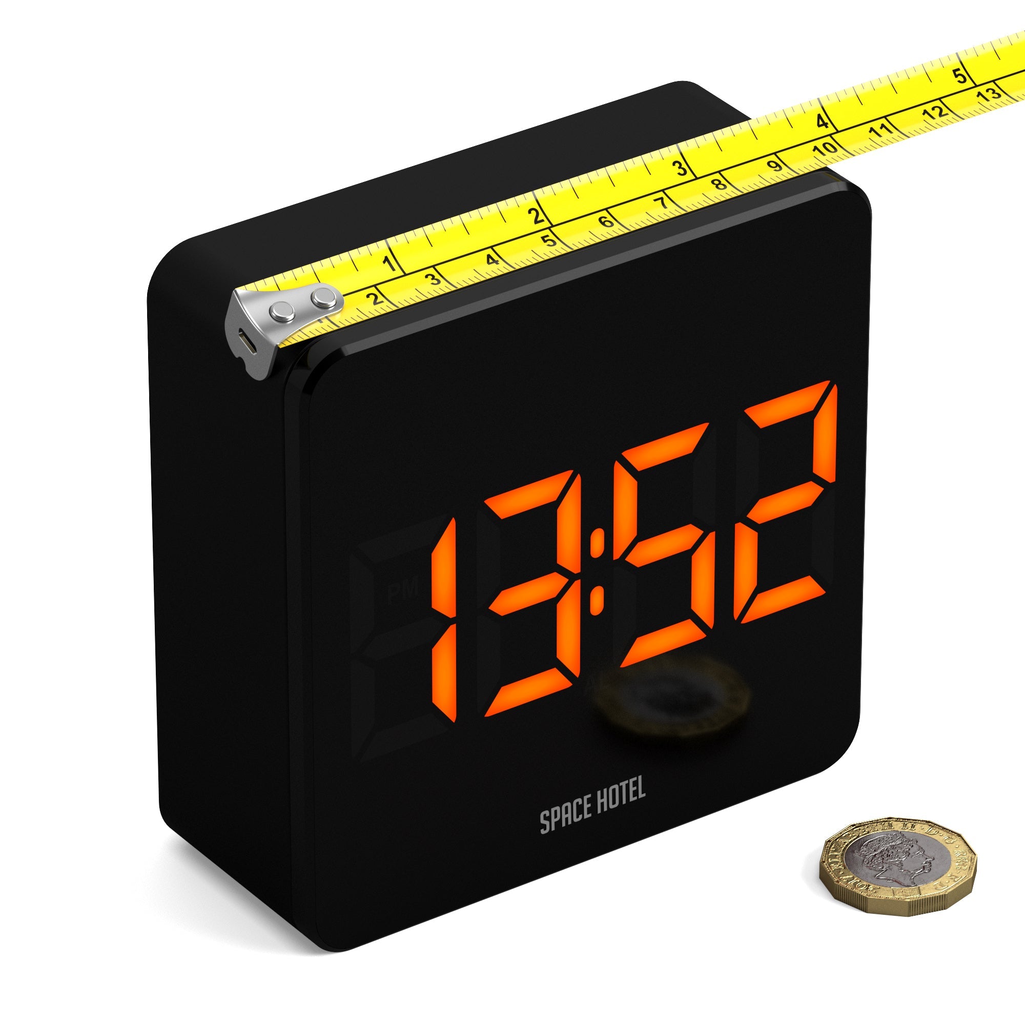 Newgate Space Hotel Orbatron Alarm Clock Black Case - Black Lens - Orange Led 3