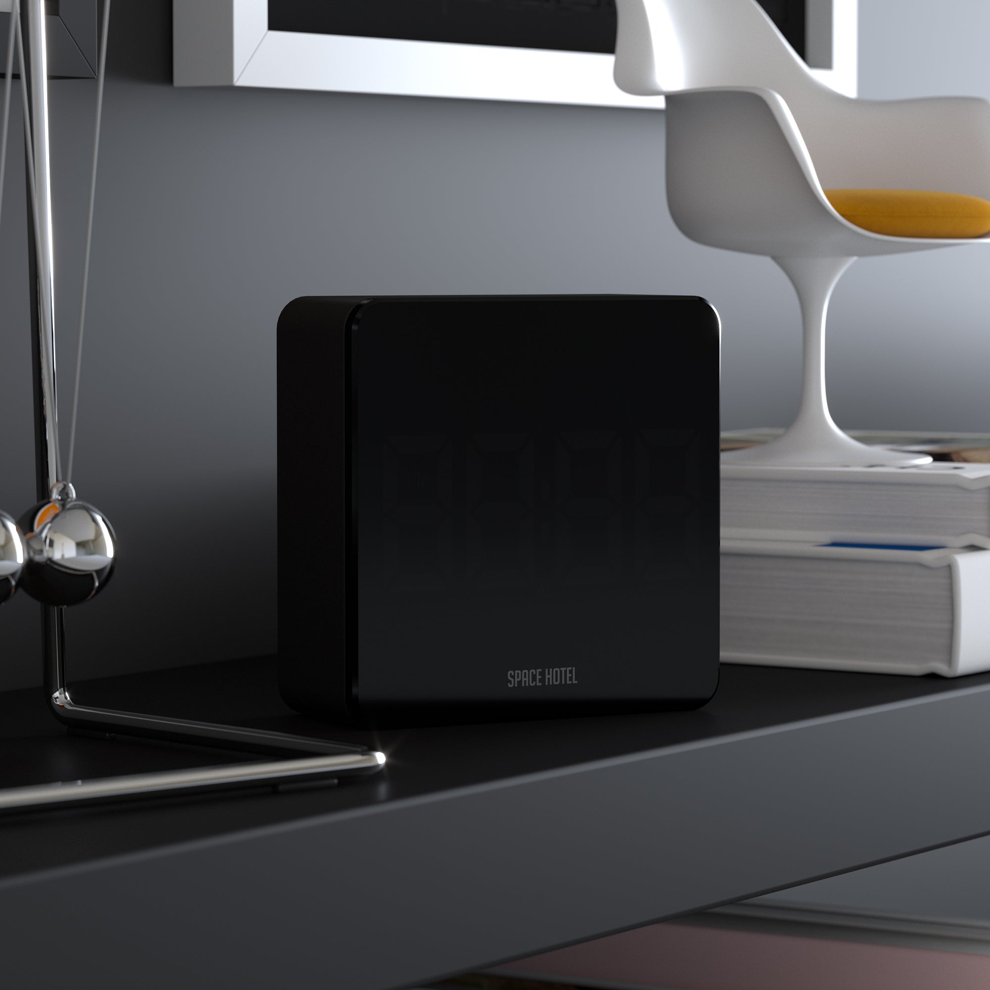 Newgate Space Hotel Orbatron Alarm Clock Black Case - Black Lens - Orange Led 7