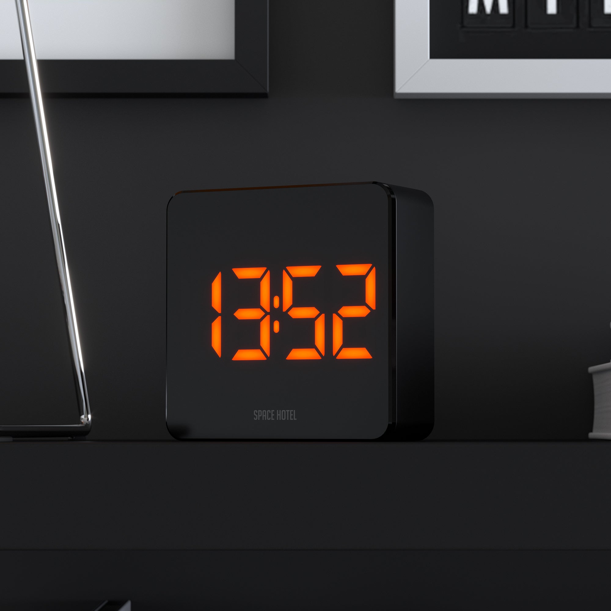 Newgate Space Hotel Orbatron Alarm Clock Black Case - Black Lens - Orange Led 8