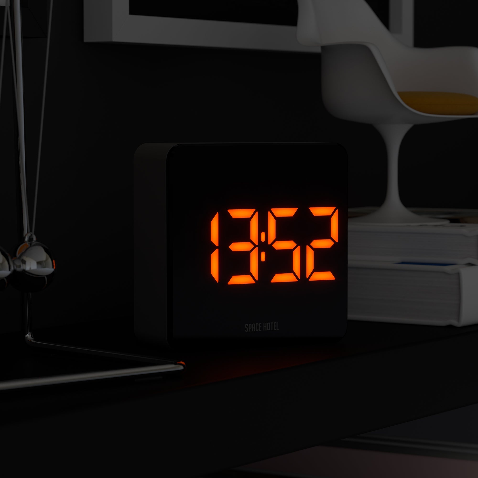 Newgate Space Hotel Orbatron Alarm Clock Black Case - Black Lens - Orange Led 9