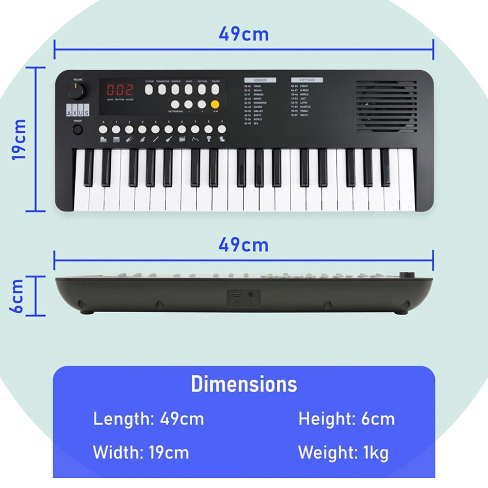 Axus Mini Keyboard 37 Key Keyboard - Black 4