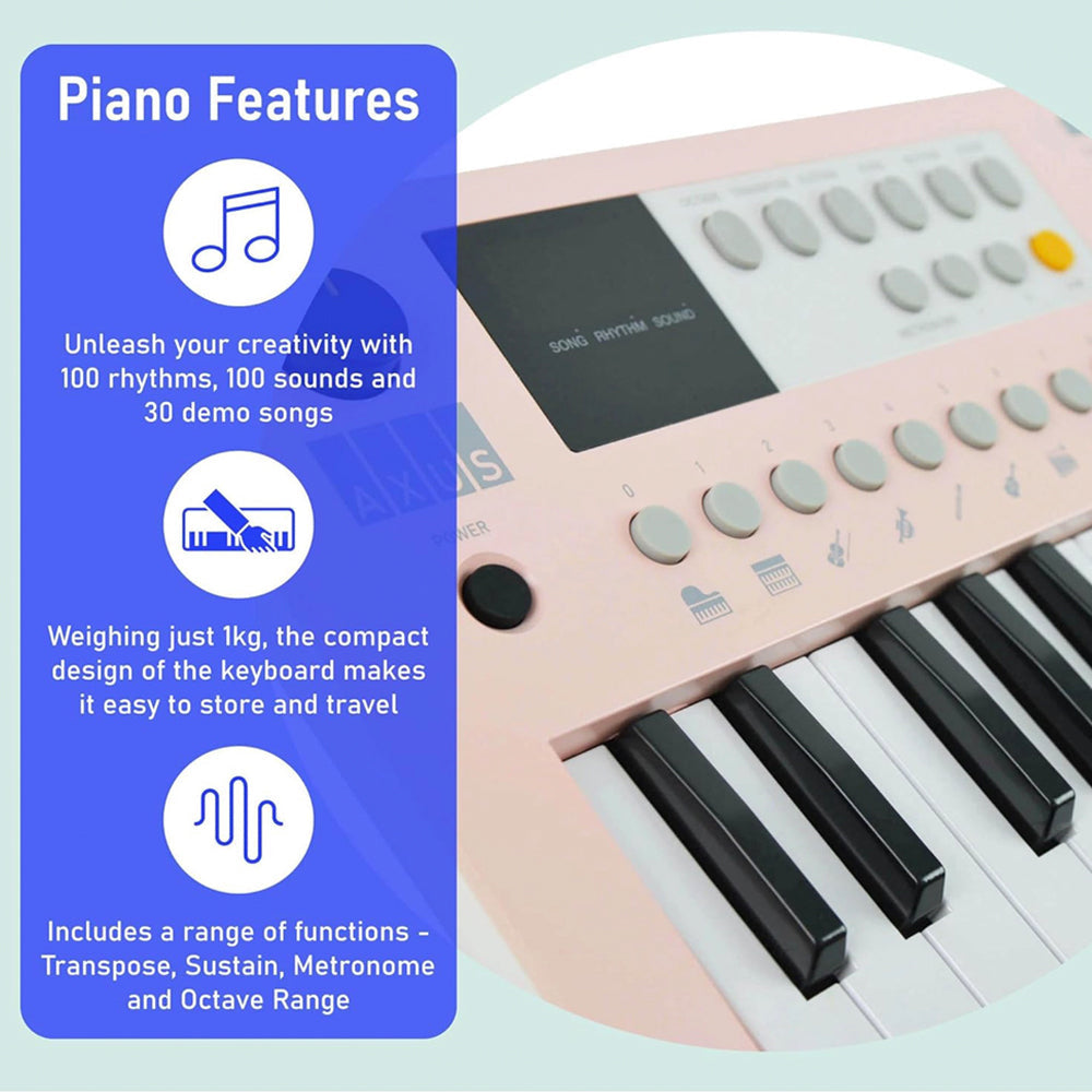 Axus Mini Keyboard 37 Key Keyboard - Pink 3