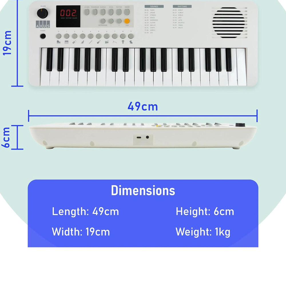 Axus Mini Keyboard 37 Key Keyboard - White 4