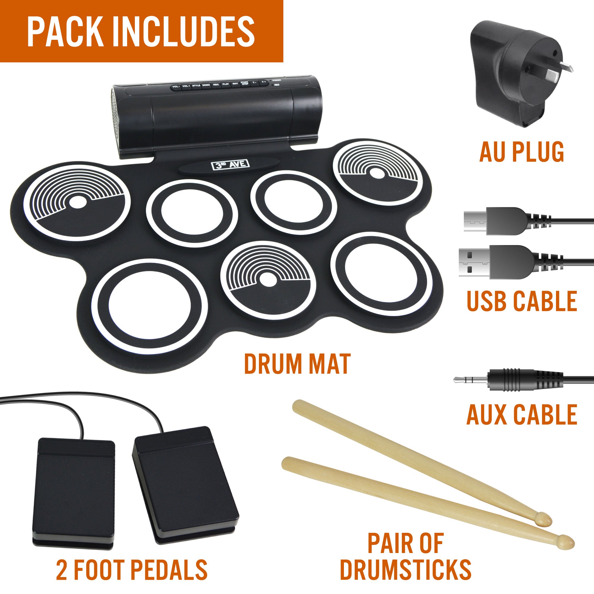 3rd Avenue Roll Up Drum Kit 3