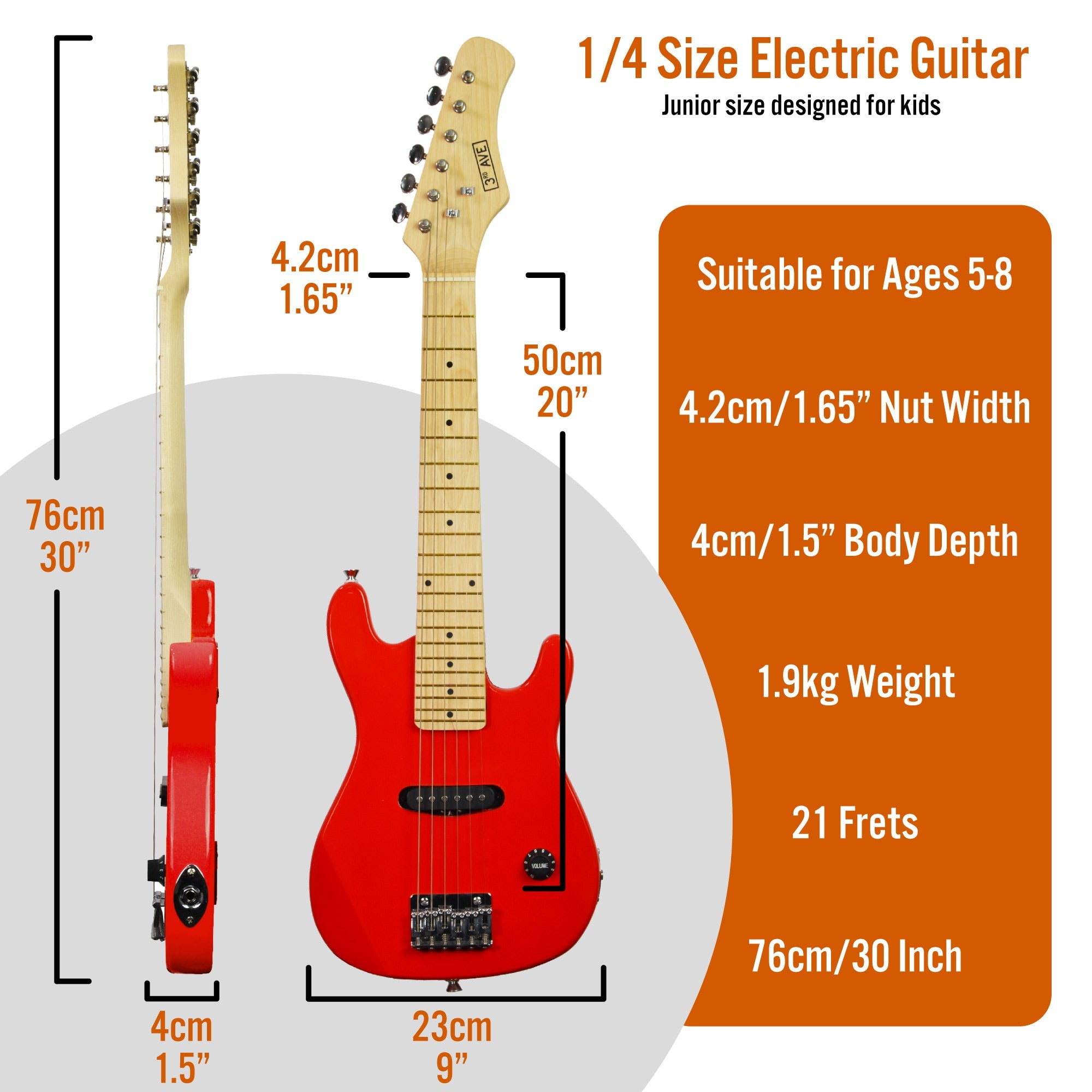 3rd Avenue Junior Electric Guitar Pack - Red 9