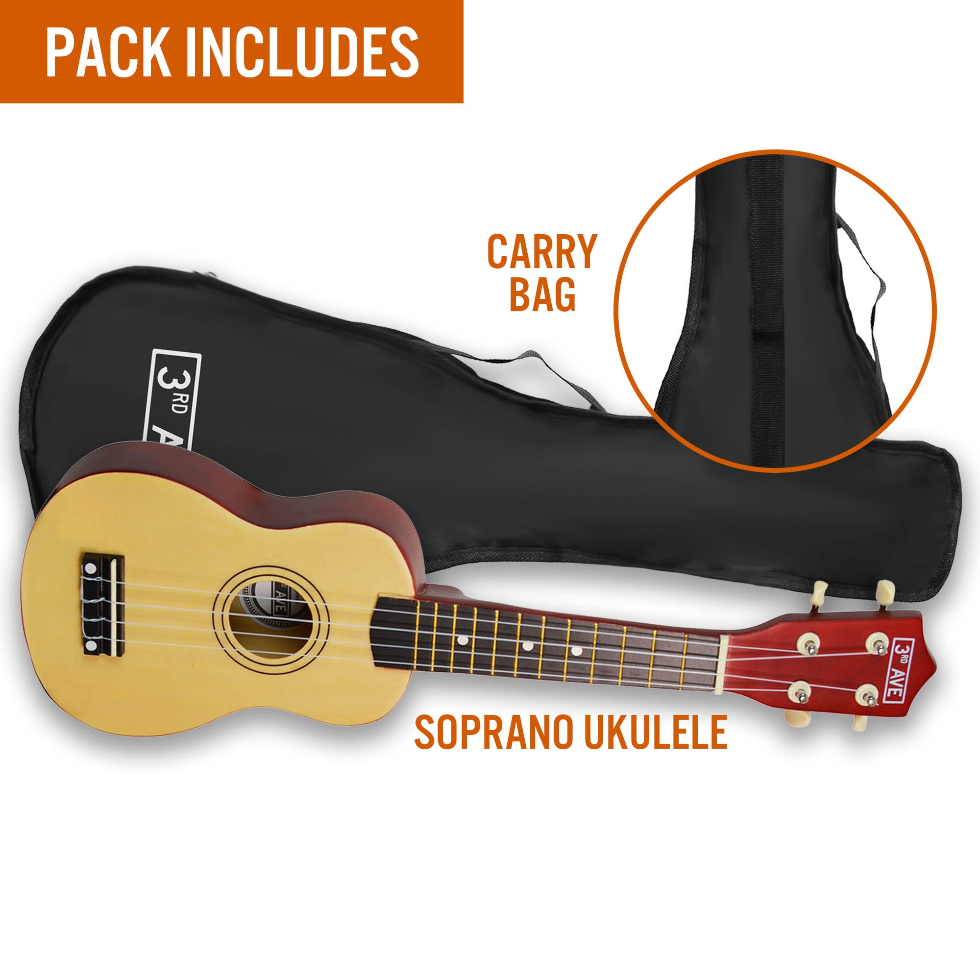 3rd Avenue Soprano Ukulele - Natural 5