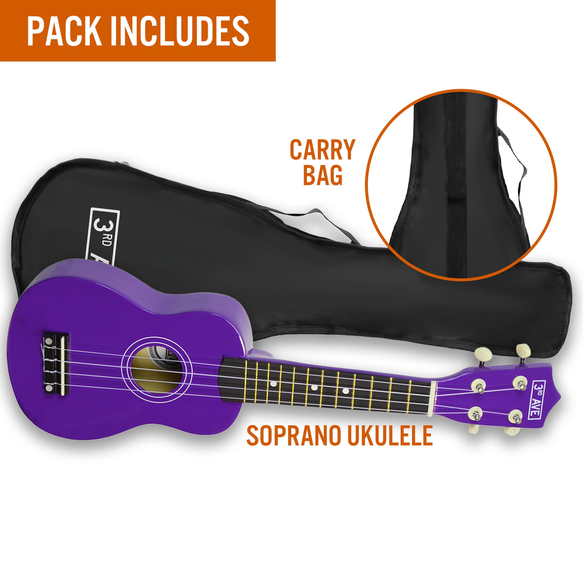 3rd Avenue Soprano Ukulele - Purple 4