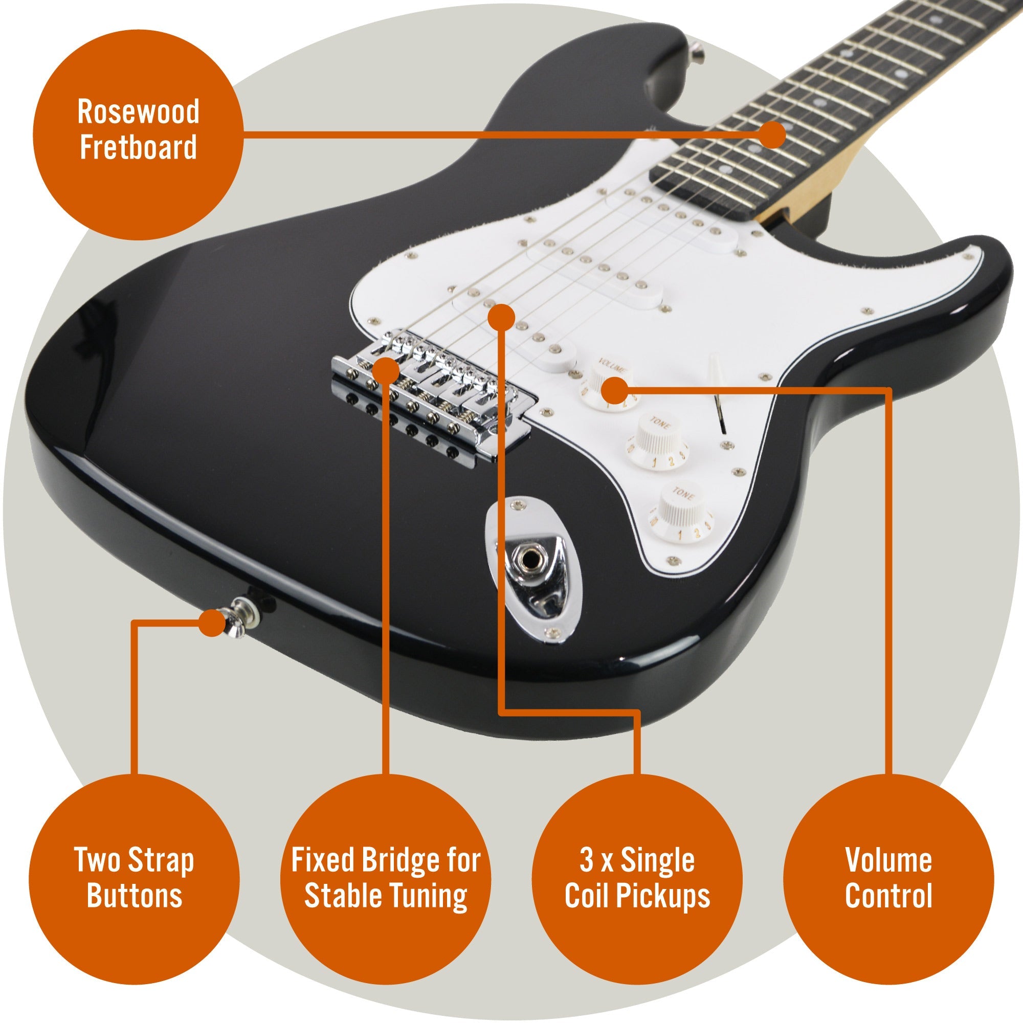 3rd Avenue Electric Guitar Pack - Black 5