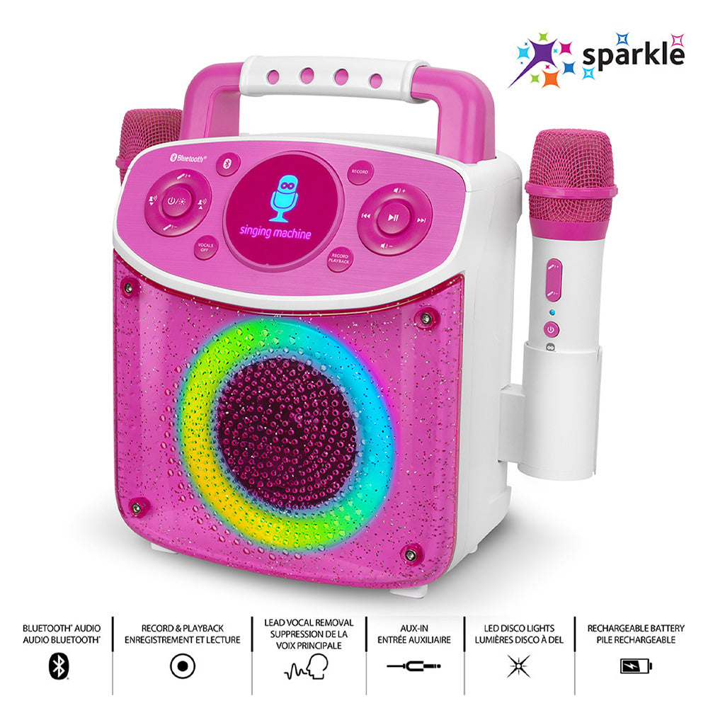 Singing Machine Mini Sparkle Bluetooth Karaoke Speaker - Pink 3