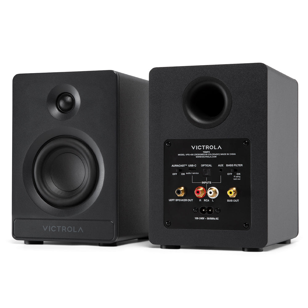 Victrola Tempo Bookshelf Speakers - Black 5