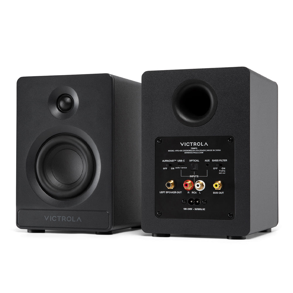 Victrola Automatic Turntable + Victrola Tempo Bookshelf Speakers Bundle - Black 4