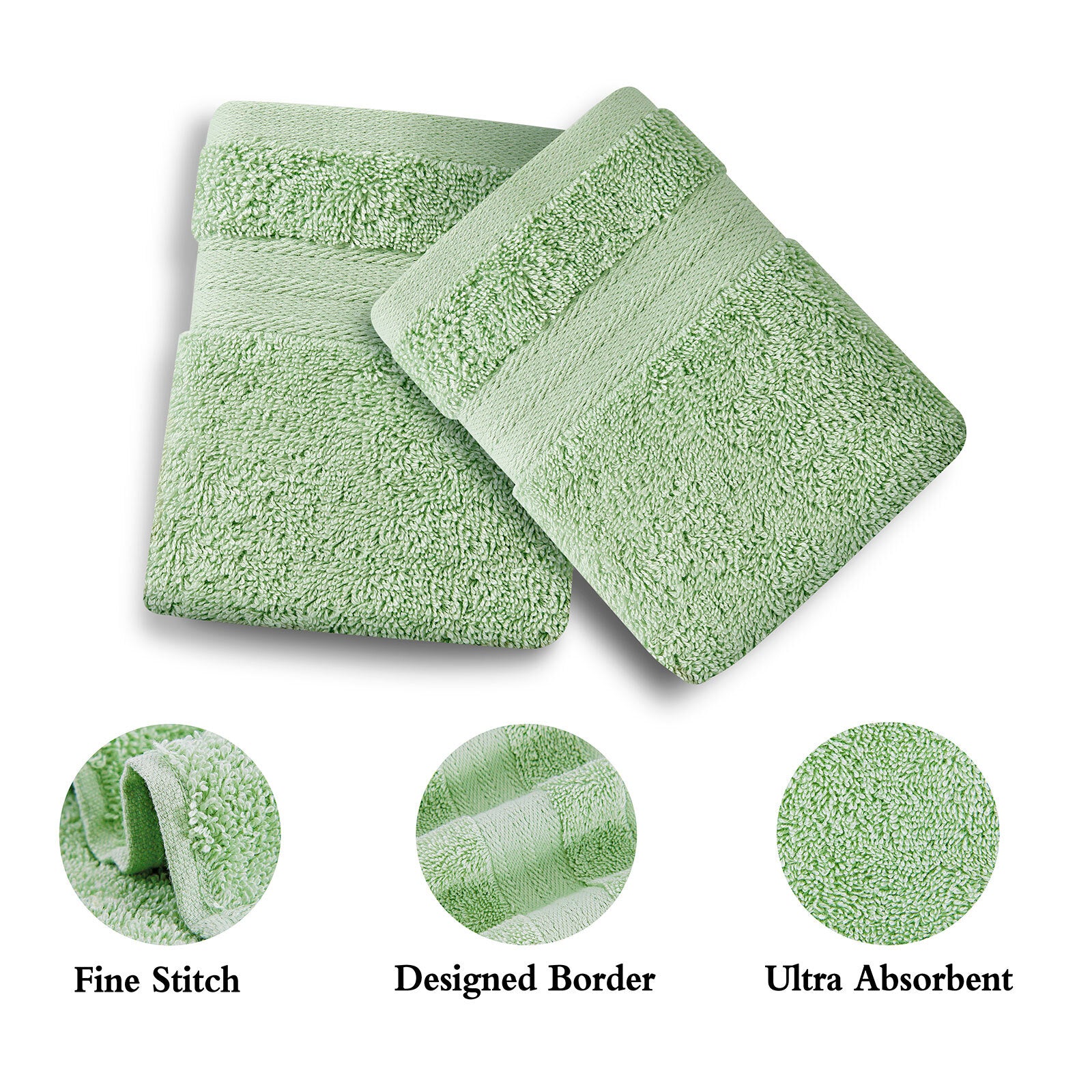 Linenland Bath Towel 4 Piece Cotton Hand Towels Set - Sage Green 3