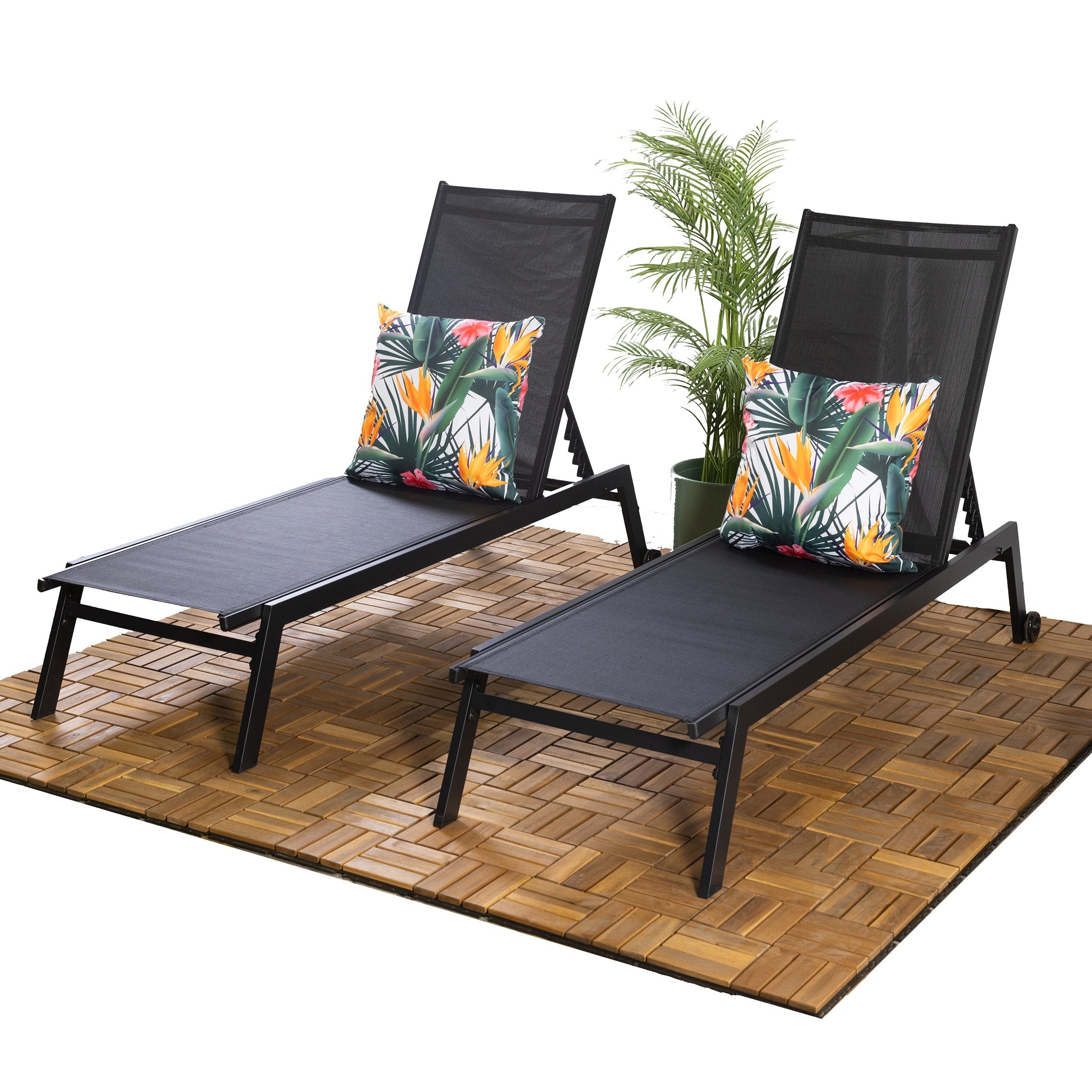 Sirocco (Set of 2) Sunloungers - Black 3