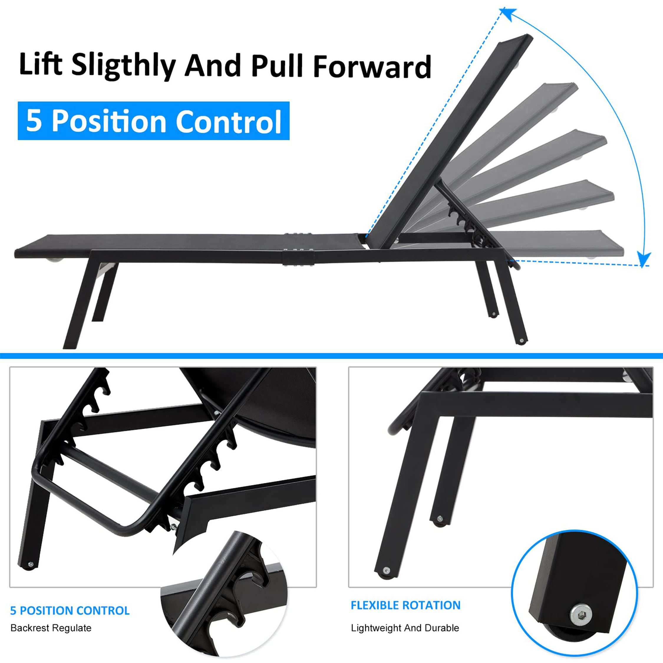 Sirocco (Set of 2) Sunloungers - Black 10