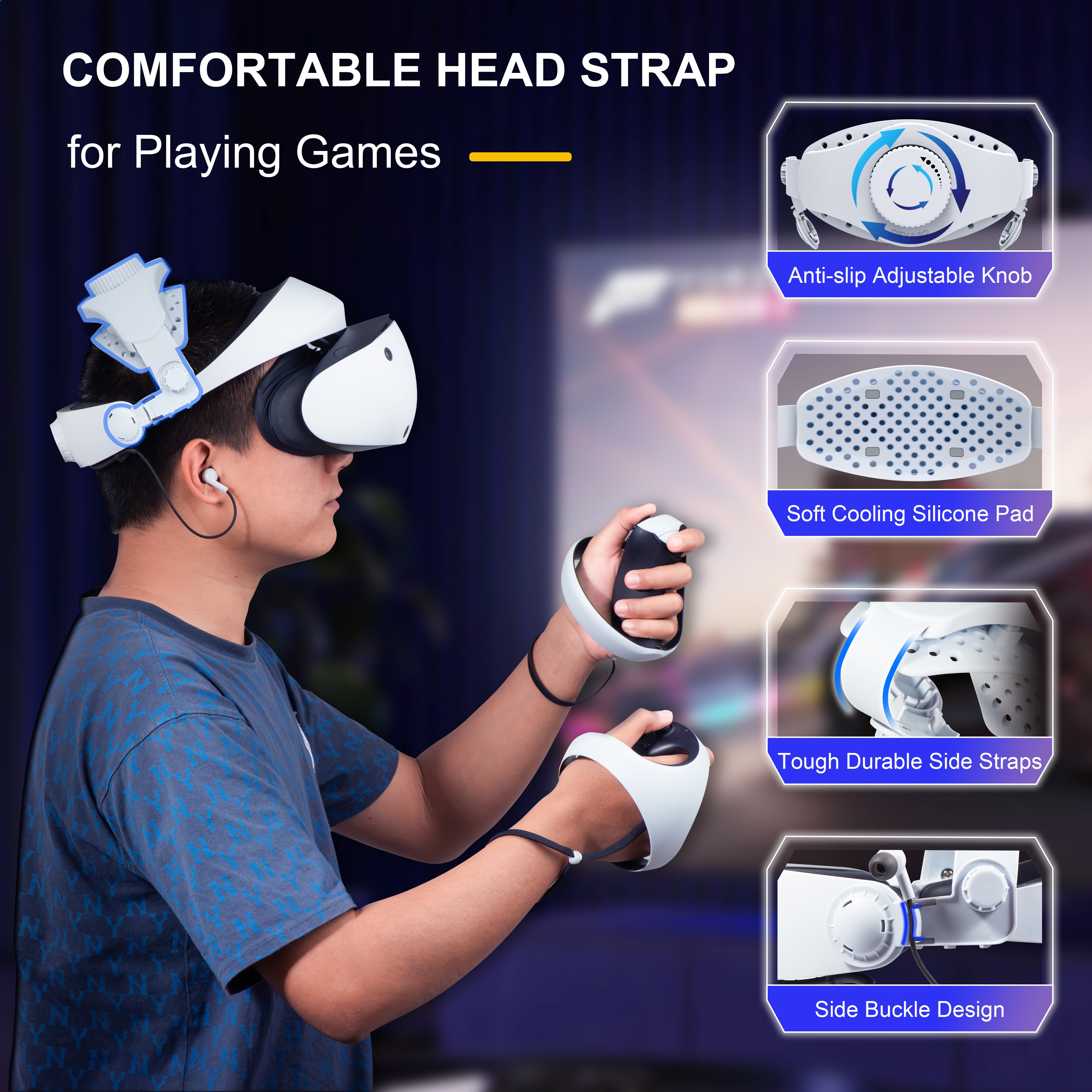 DEVASO Adjustable Head Strap for Playstation VR2, Reduced Pressure Lightweight 5