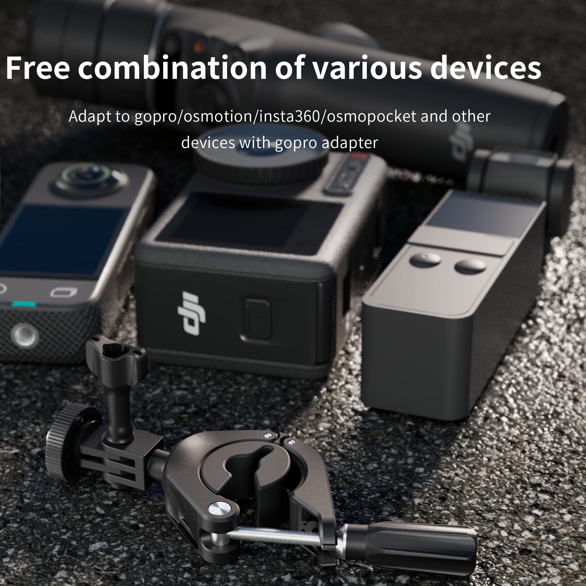 STARTRC Bike Camera Handlebar Mount Aluminum Alloy Plastic Motorcycle DJI Insta 4