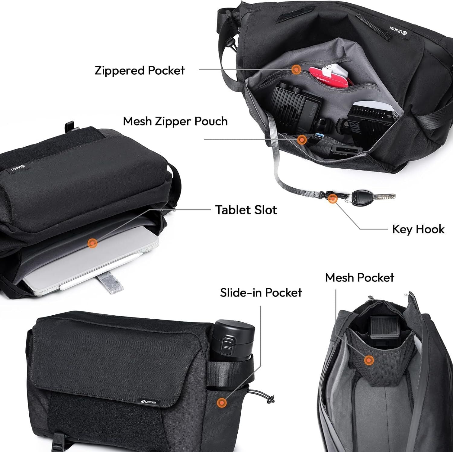 ULANZI BP11 8L Camera Sling Bag with Tripod Holder for Men Women, Lightweight Splash-proof DSLR/Mirrorless Anti-Theft Crossbody Bag for Travel Hiking Photography Customizable Front Pocket Camera Bag 3