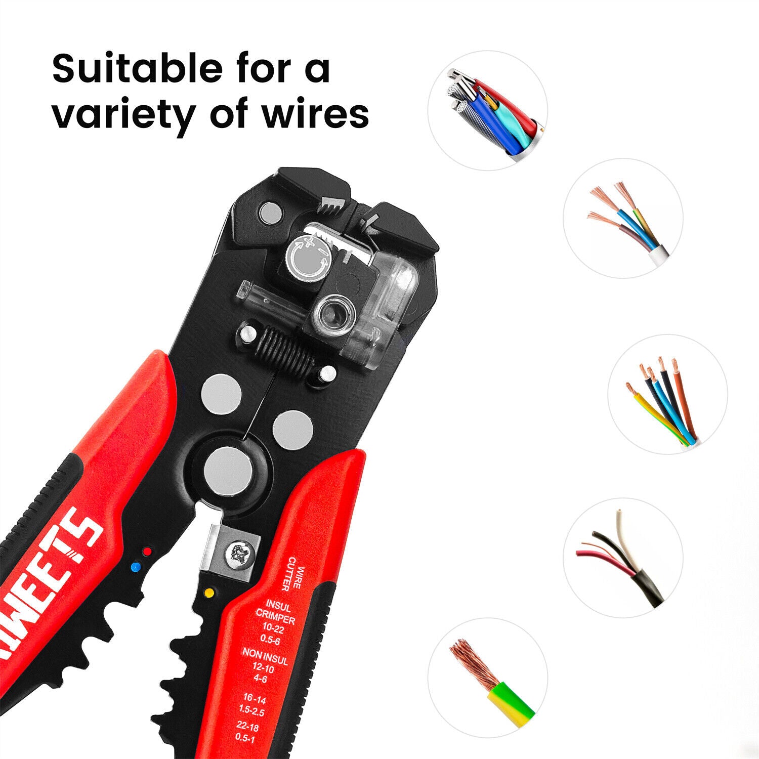 Kaiweets KWS-103 Self Adjusting Wire Stripper Wire Cutter Cable Stripper Clamp 6