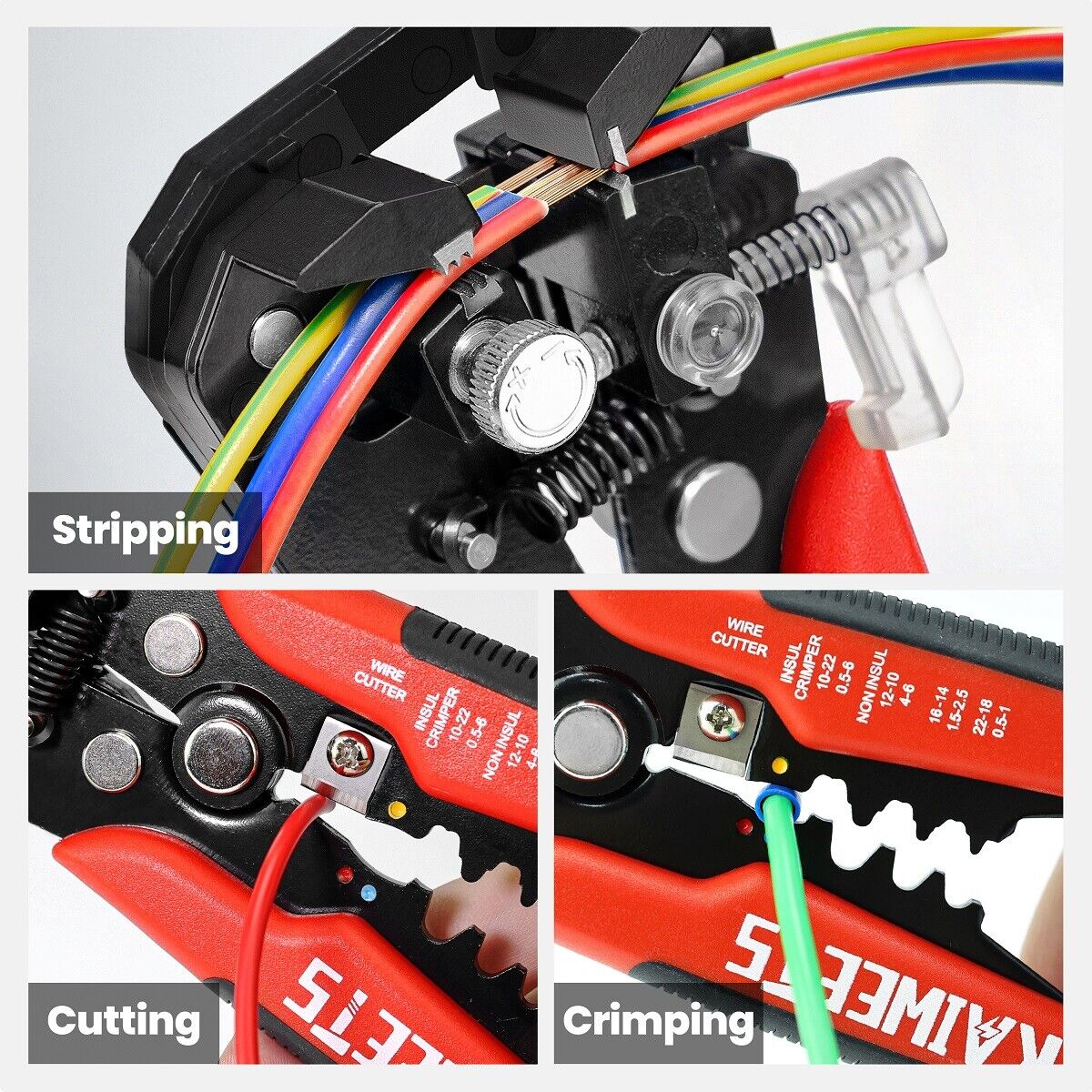 Kaiweets KWS-103 Self Adjusting Wire Stripper Wire Cutter Cable Stripper Clamp 10