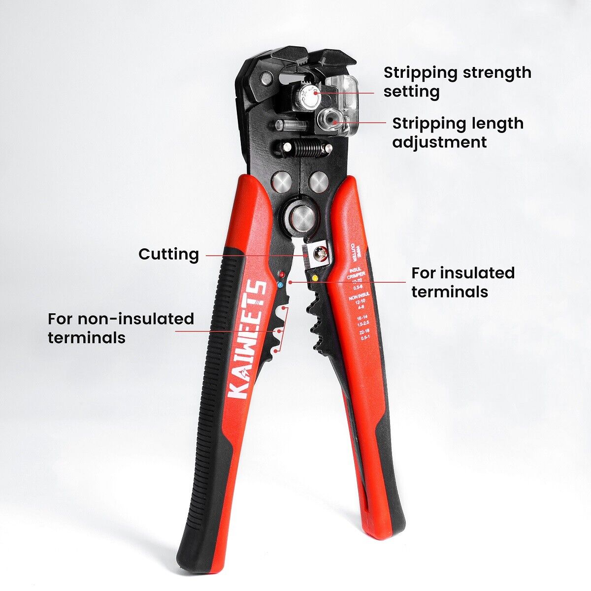 Kaiweets KWS-103 Self Adjusting Wire Stripper Wire Cutter Cable Stripper Clamp 12