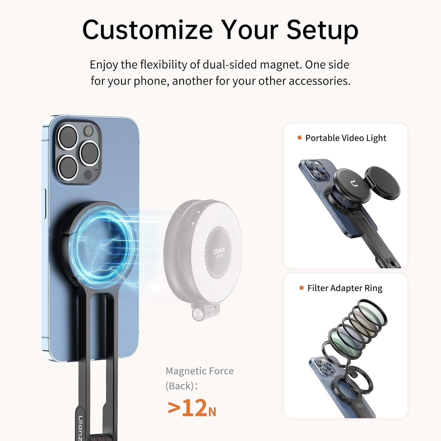 ULANZI MA30 Magnetic Phone Tripod Stand for iPhone