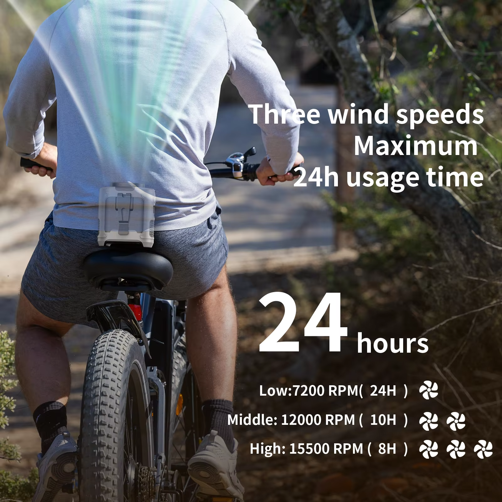 10000mAh Portable Outdoor Waist Fan Hanging Neck Strong Wind with Power Bank LED Lighting for Emergency Sports Outdoor Working 7
