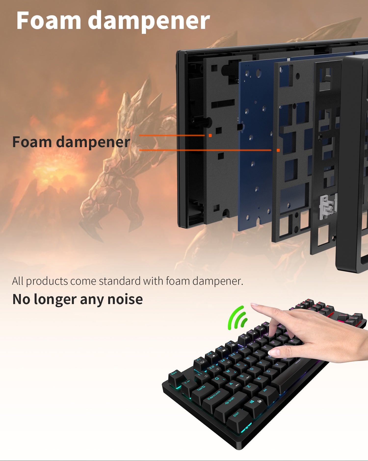 ROYAL KLUDGE RK84 Wireless Hot Swap Black 65% Mechanical Keyboard, Blue Switch 4